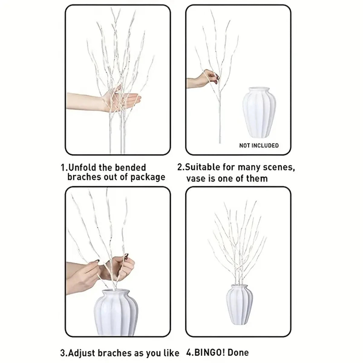 LED Branch Lights-White Birch, Battery Operated, Twig Outdoor Lights,  Decoration