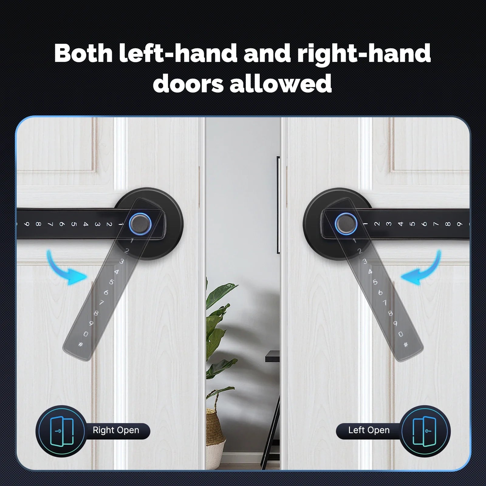 Digital Electronic Lock-MOES Tuya, Bluetooth, Smart Fingerprint, Door Handle, Electronic, Password APP Remote Unlock Hotel Apartment Office Rental House