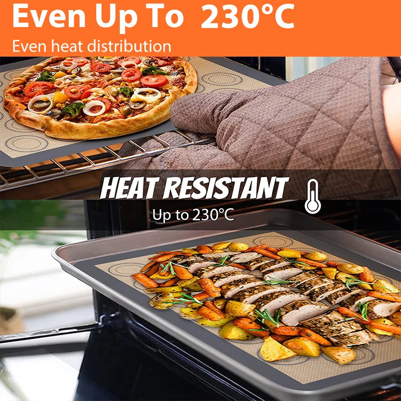 Baking Mat-Silicone Baking Mat, Thin 0.4mm, Reusable Non Stick, Heat Resistant, Bakeware Sheets Liner, Baking Tools for Cookie