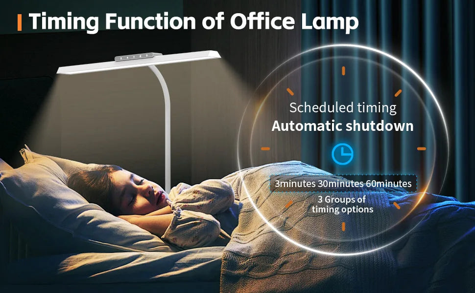 LED Desk Lamp- 3 Colors, Stepless Dimming, LED Desk Lamps, Adjustable Memory Desk Light, with Clamp Touch Control