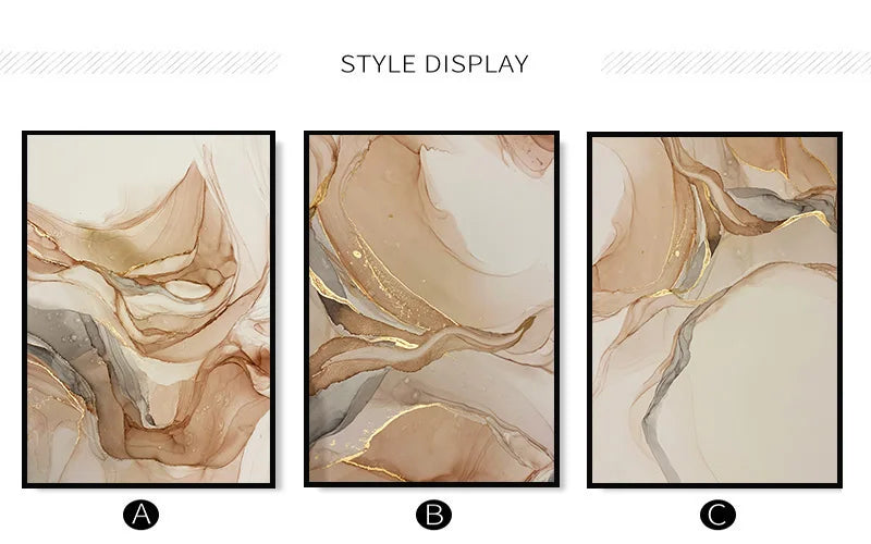 Canvas Wall Art – Modern Nordic Marble – Beige & Gold Abstract for Home or Office