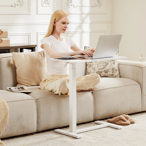 Accent Table-JHK Overbed Bedside Sofa Table with Hidden Wheels Adjustable Height Home Use Bed Table Laptop Mobile Standing Desk For Bedroom