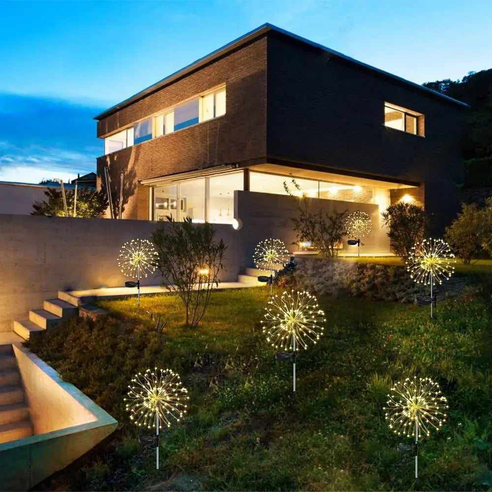 Solar-Powered LED Firework Lights – Magical Outdoor Dandelion Fairy Lights for Garden & Lawn