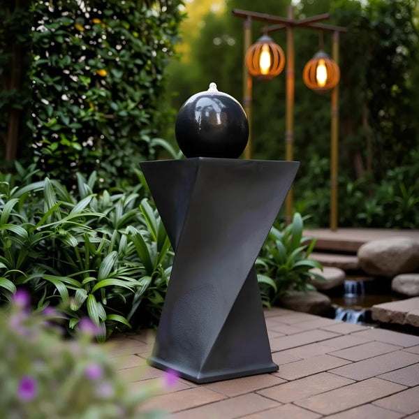 Water Fountain-Rotating Curve Design, Modern Zen, Garden, Patio, Indoor Floor Stand