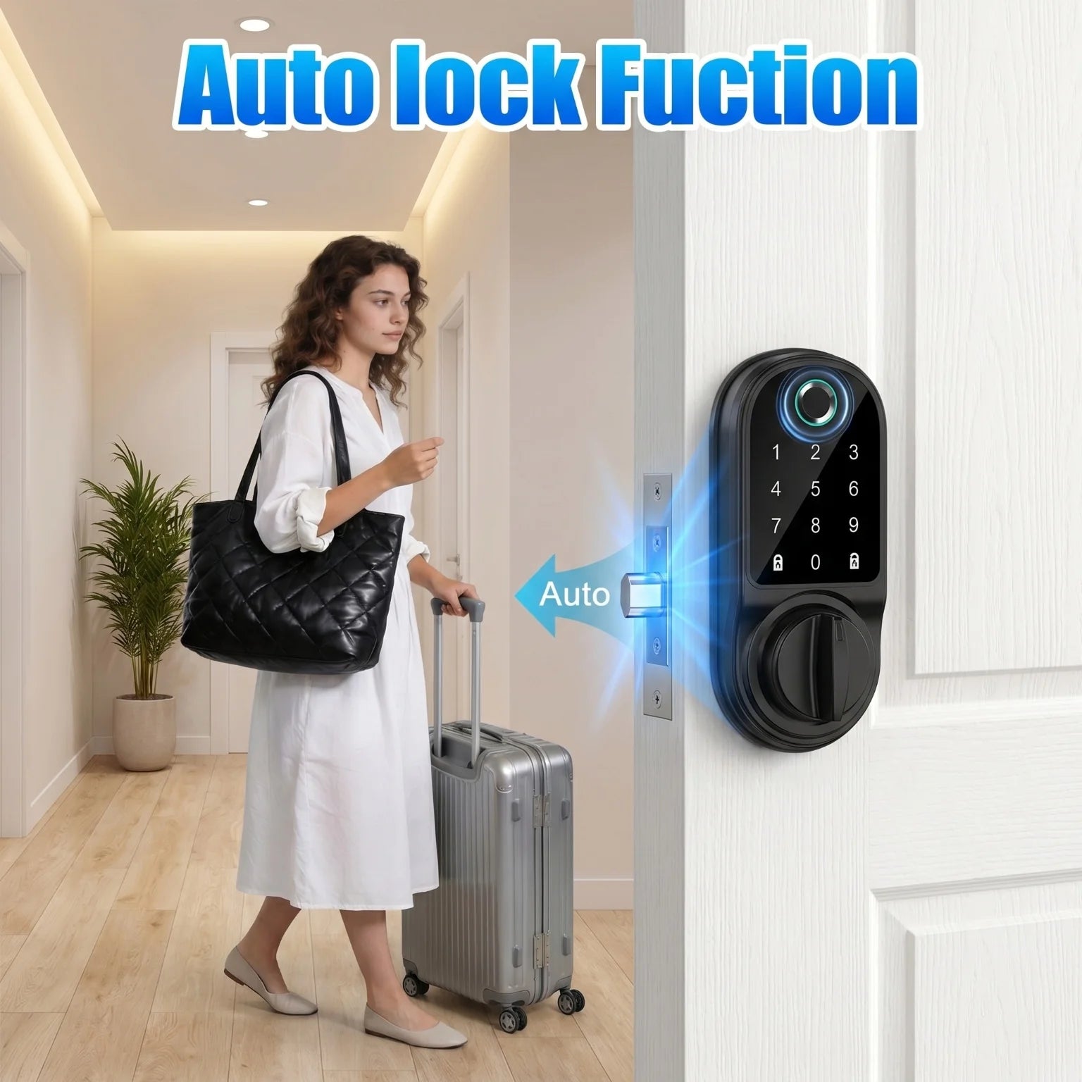 Electronic Lock-Bluetooth Smart Deadbolt Lock Keyless Entry Fingerprint Door Lock with Touch Keypad, IC Card, Physical Key, APP Remote, Temporary Code, Auto Lock, Door / Home Apartment Rental