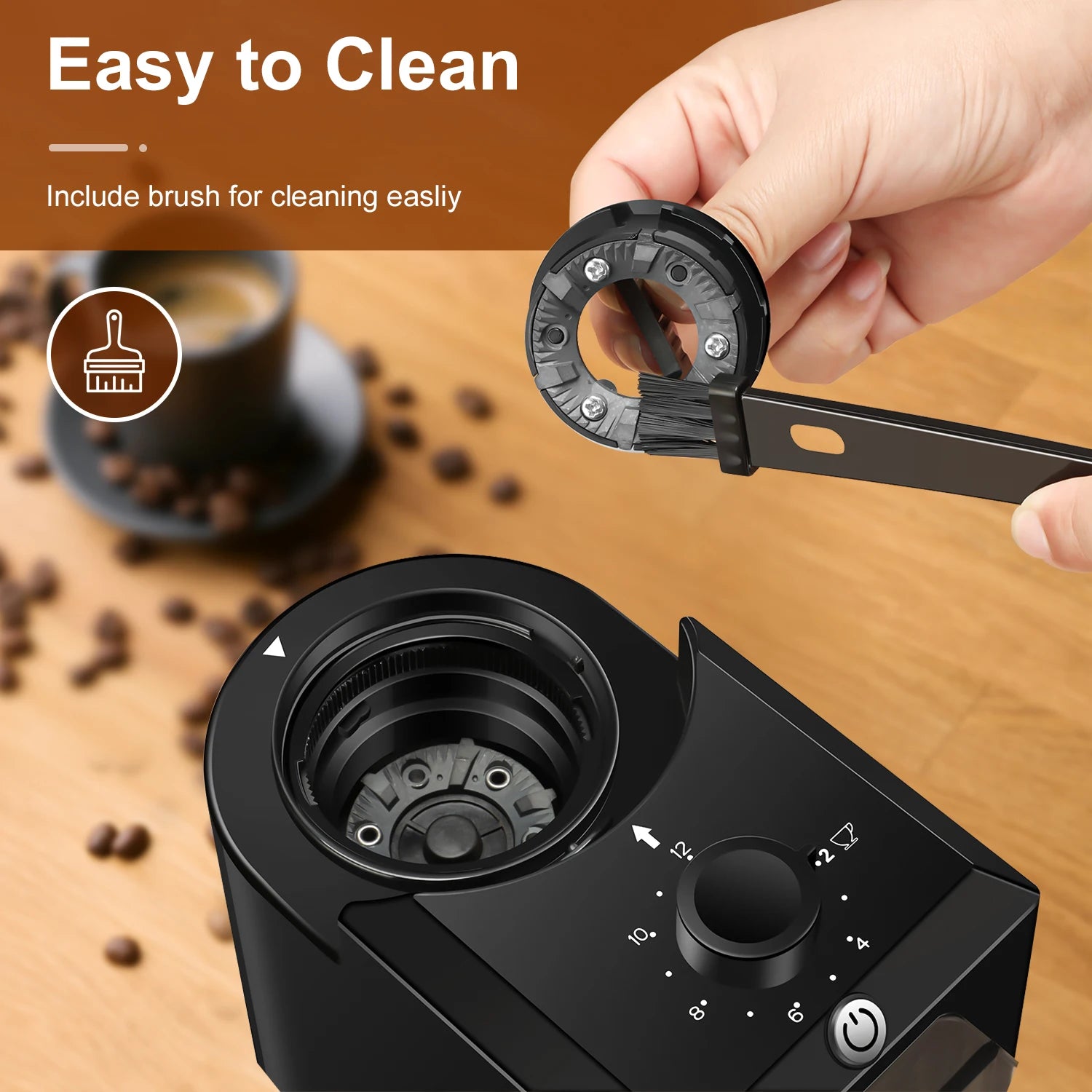 Coffee Grinder-Automatic Burr Mill, Electric Coffee Bean Grinding, 28 Adjustable Gears, Espresso, French Press, Drip Coffee