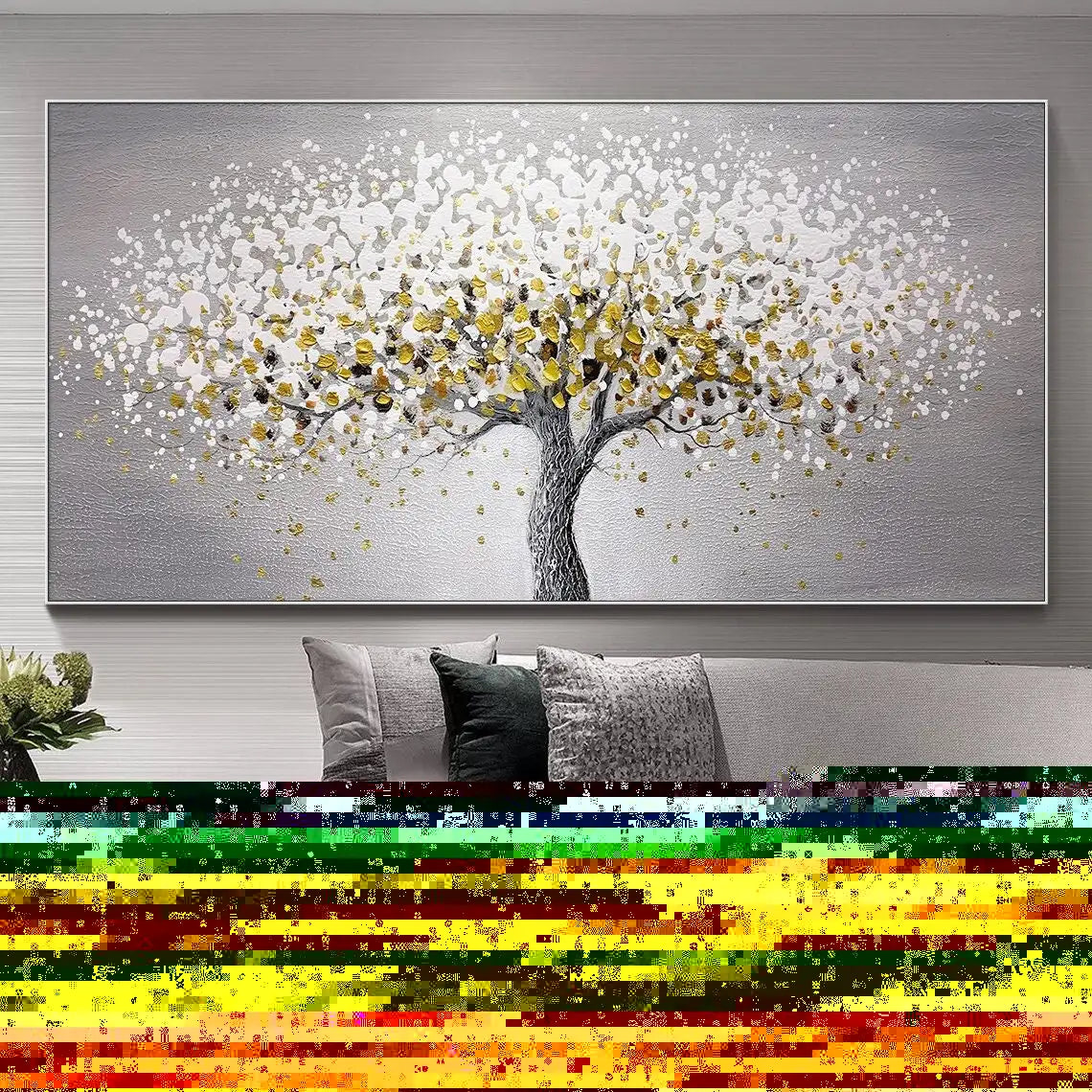 Canvas Modern, Oil Painting, F-Abstract Gold Leaf & Foil Texture Acrylicome Decor
