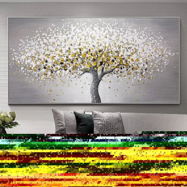 Canvas Modern, Oil Painting, F-Abstract Gold Leaf & Foil Texture Acrylicome Decor