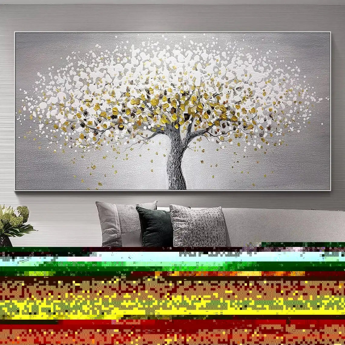 Canvas Art- F-Abstract, Gold Leaf Oil Painting, Large Wall Art, Modern Gold Foil Texture, Acrylic Painting, Living room