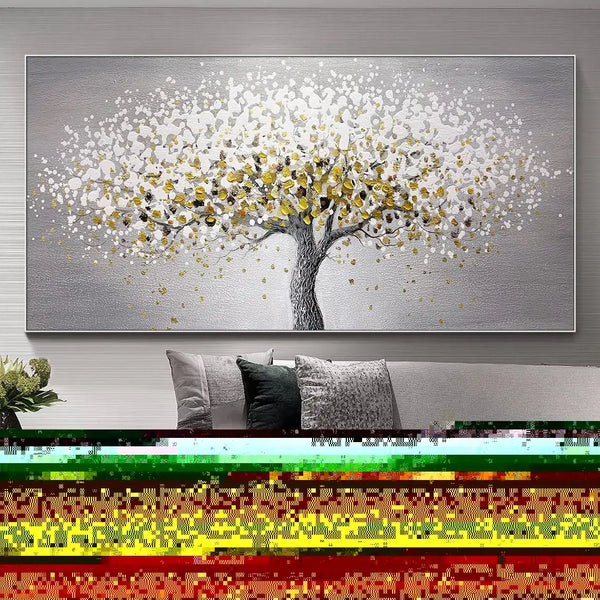 Canvas Art- F-Abstract, Gold Leaf Oil Painting, Large Wall Art, Modern Gold Foil Texture, Acrylic Painting, Living room