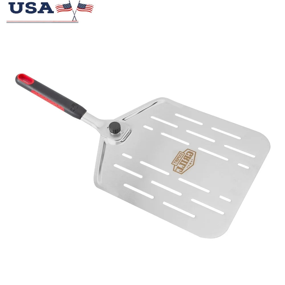 Pizza Peel-Folding Handle 11 Inch, Non Stick, Stainless Steel, Dishwasher Safe, 21.5 Inch, Baker's Spatula, Oven Tool, BBQ Accessories