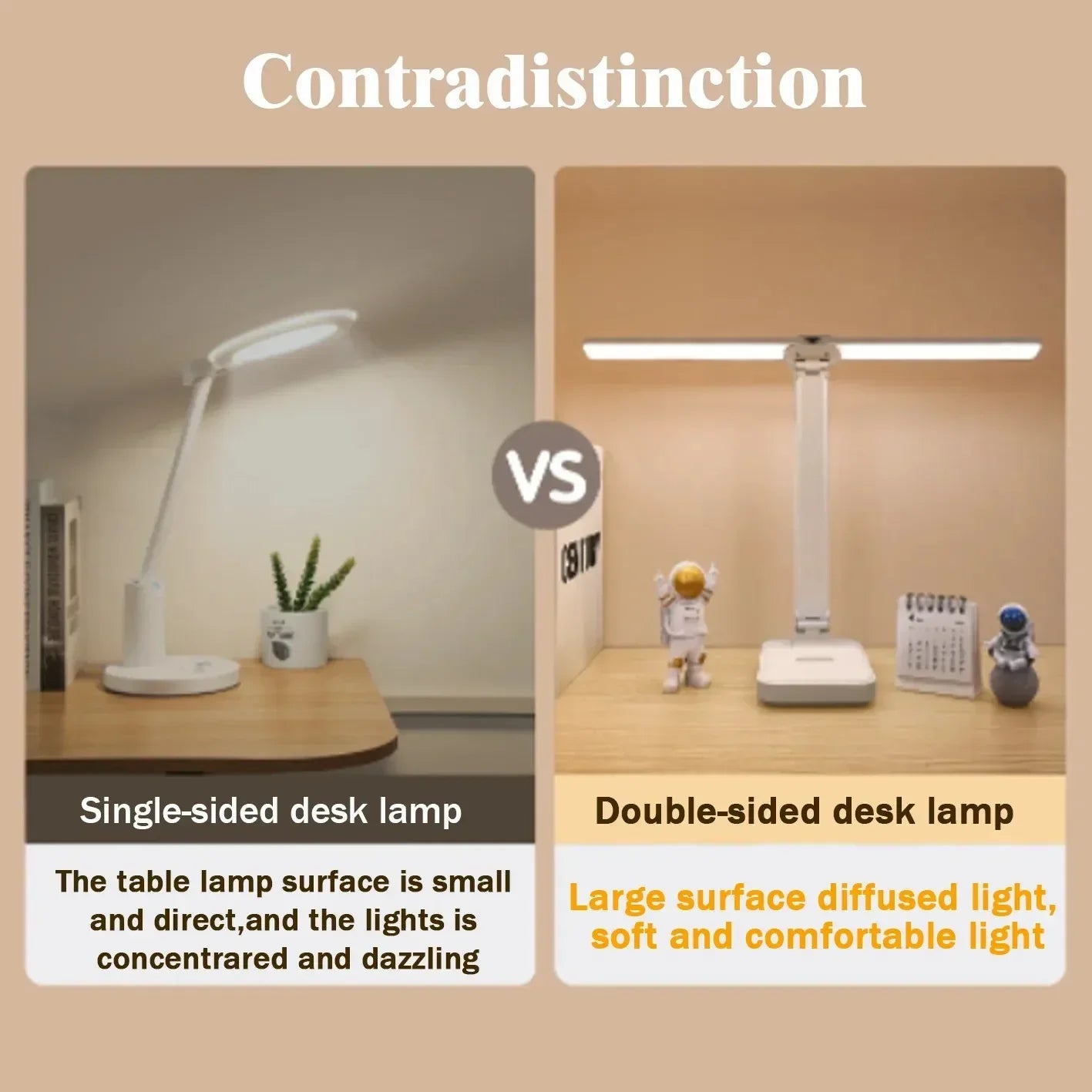 LED Desk Lamp– USB Rechargeable – Foldable - 3-Level Dimmable Touch Lamp with Eye Protection