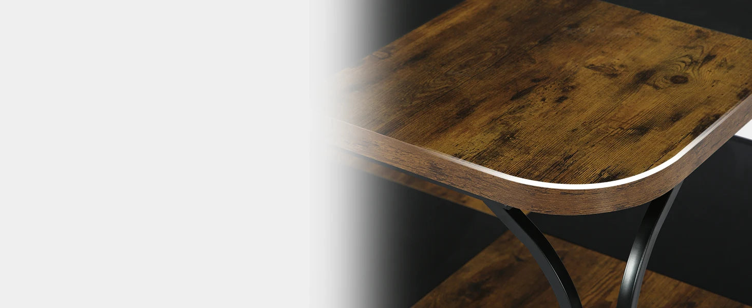 Coffee Table-Tribesigns Square Coffee Table, with 2 Tiers, 40 inches, Low Farmhouse Coffee Table, with Wood Storage Shelf, Heavy Duty Metal Curve