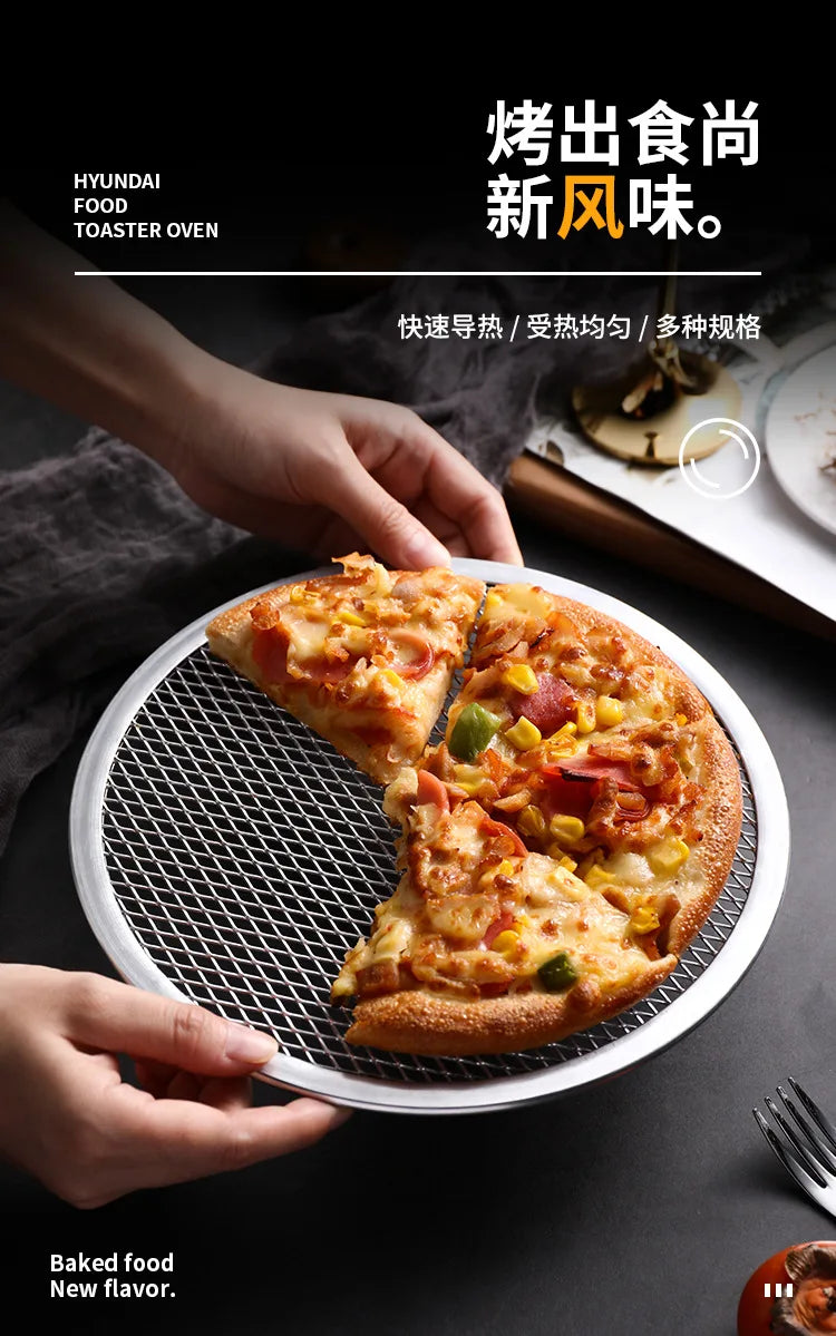 Kitchen-Round Pizza Baking Trays – 8/10/12/14" Non-Stick Aluminum Mesh Screens for Oven & Homemade Pizza