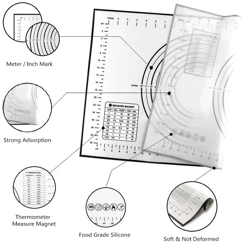 Baking Mat-Silicone Kneading Pad Dough Mat Pizza Cake Dough Maker Kitchen Cooking Grill Non-Stick Gadgets Bakeware Pastry Mat