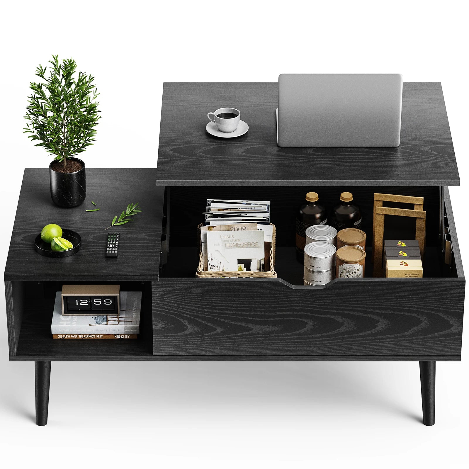 Coffee Table - Adjustable Lift-Top by JHK – Multifunction Tea & Dining Table with Hidden Storage