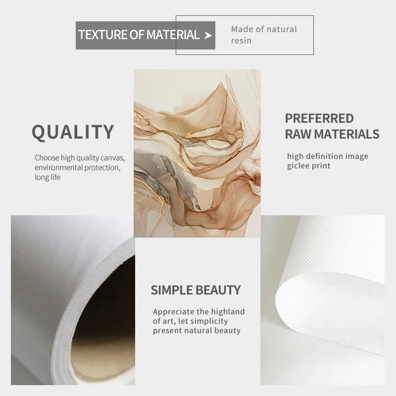 Canvas Wall Art – Modern Nordic Marble – Beige & Gold Abstract for Home or Office