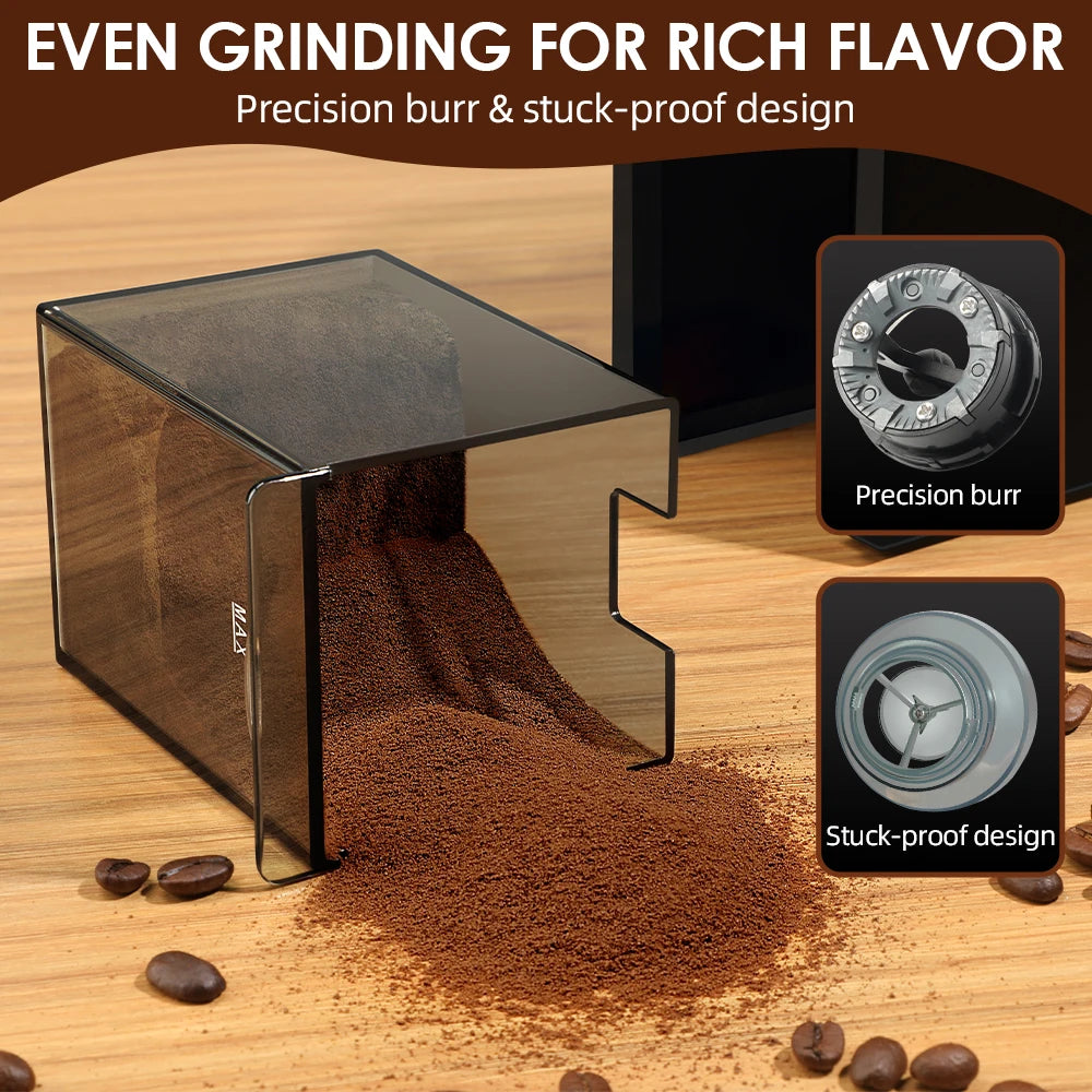 Coffee Grinder-Automatic Burr Mill, Electric Coffee Bean Grinding, 28 Adjustable Gears for Espresso, French Press, Drip Coffee