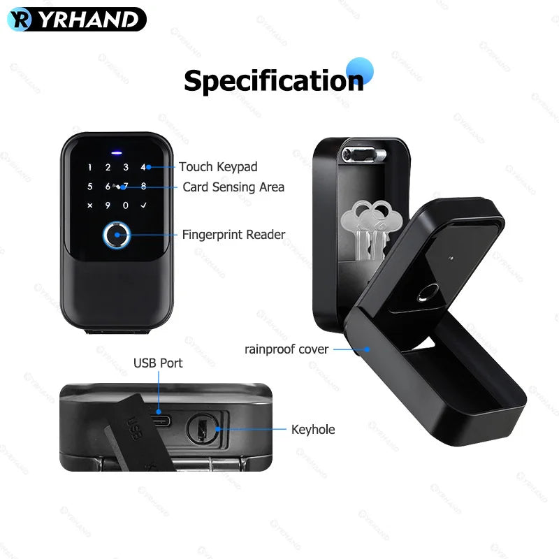 Electronic Lock-Bluetooth Smart, Lock Box Home Key, Wireless, Smart lock Box, Electronic Key Box App, Digital Code Bluetooth Key Safe Padlock for Host, TTlock Smartkey