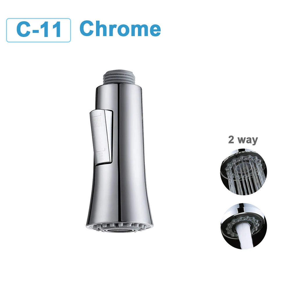 Kitchen Faucet-Head Pull Out Shower Nozzle, G1/2,  Sprayer Bathroom Sink Tap Replacement Accessory Black Silver Golden Head Aerator