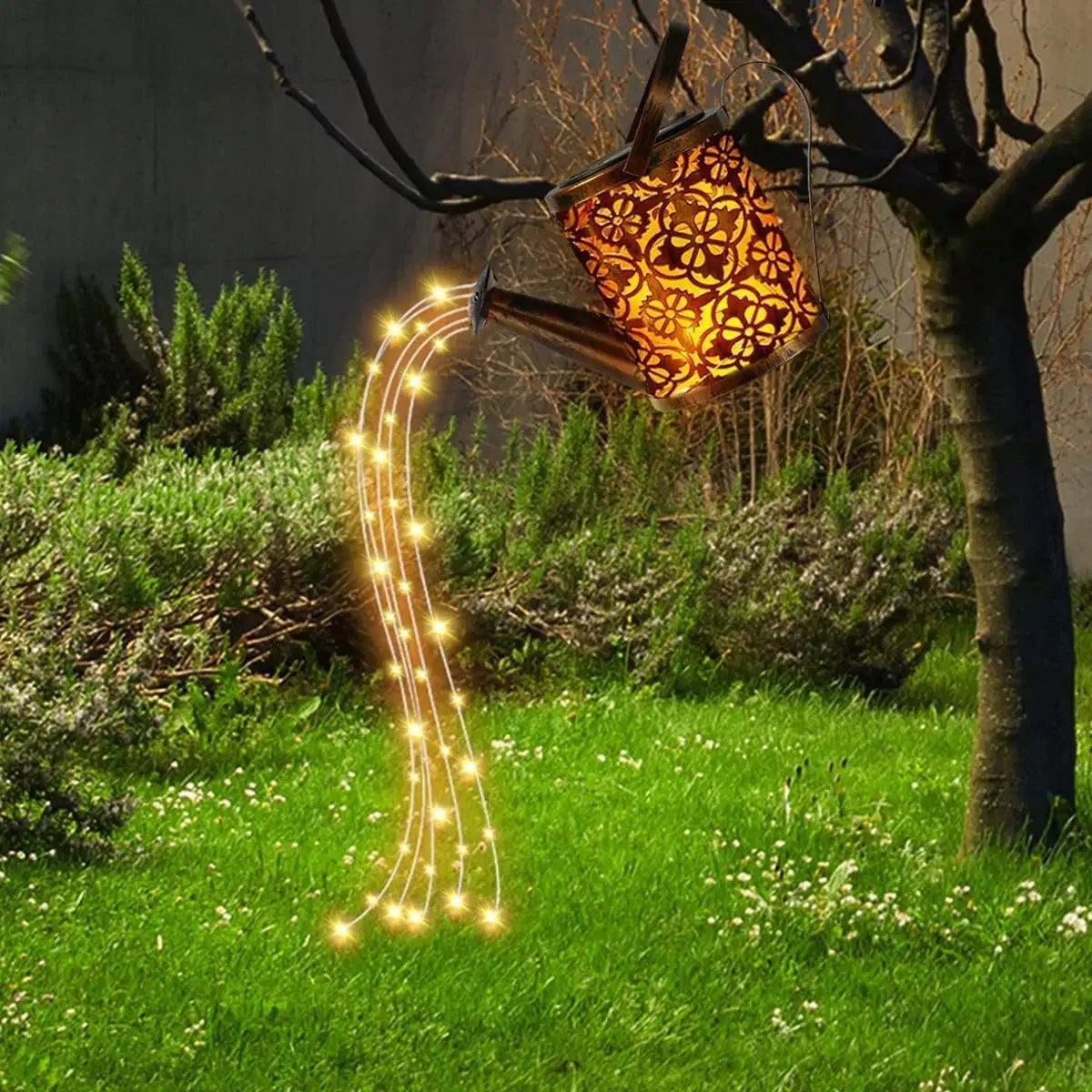 Solar-Powered LED Watering Can Lantern – Waterproof Hanging Kettle Light for Outdoor Garden & Lawn Decor
