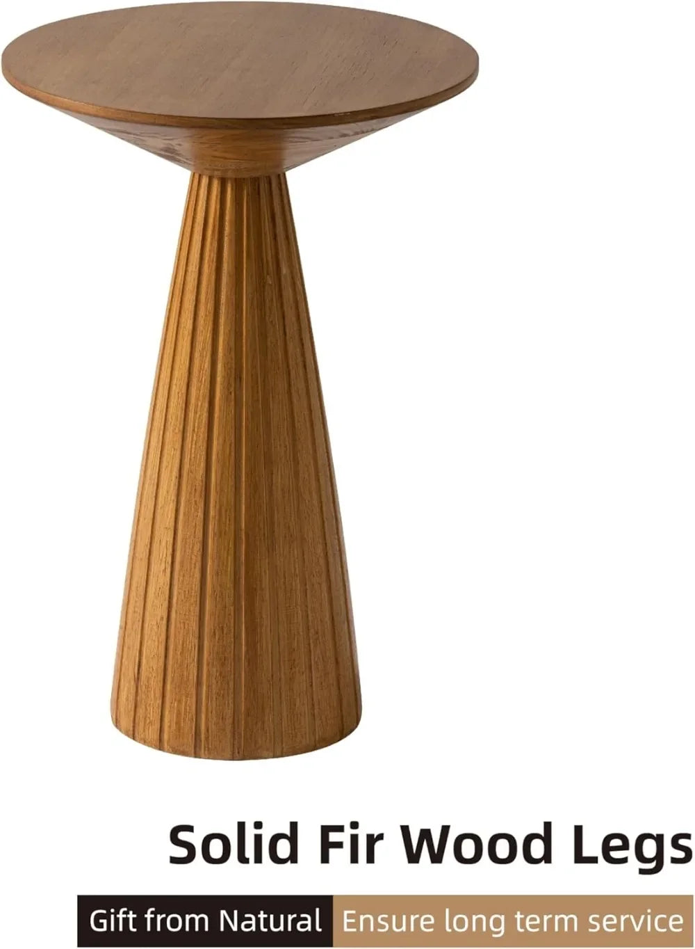 End Table - Compact Walnut Wood Round Pedestal – Martini Table & Plant Stand for Small Spaces