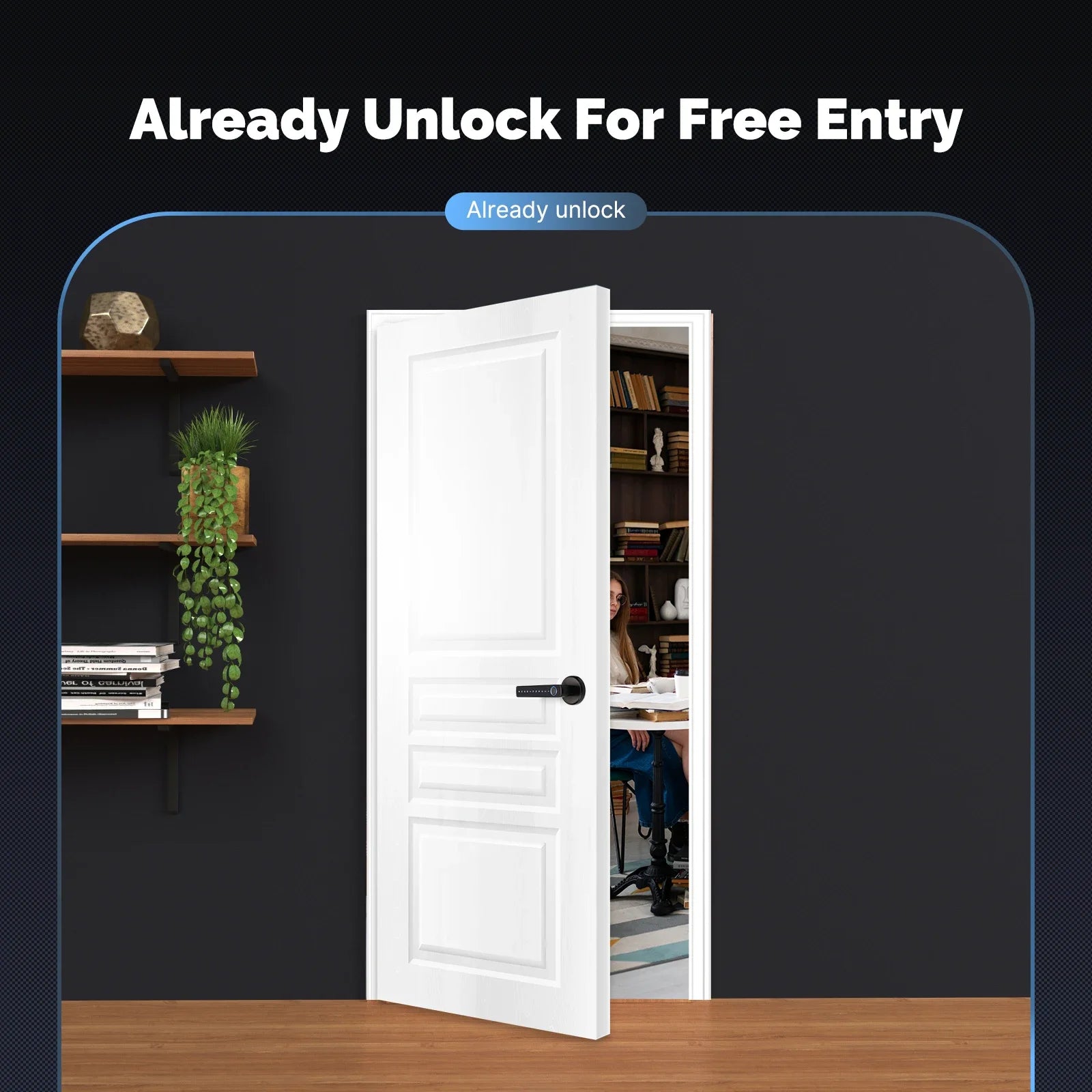 Digital Electronic Lock-MOES Tuya, Bluetooth, Smart Fingerprint, Door Handle, Electronic, Password APP Remote Unlock Hotel Apartment Office Rental House