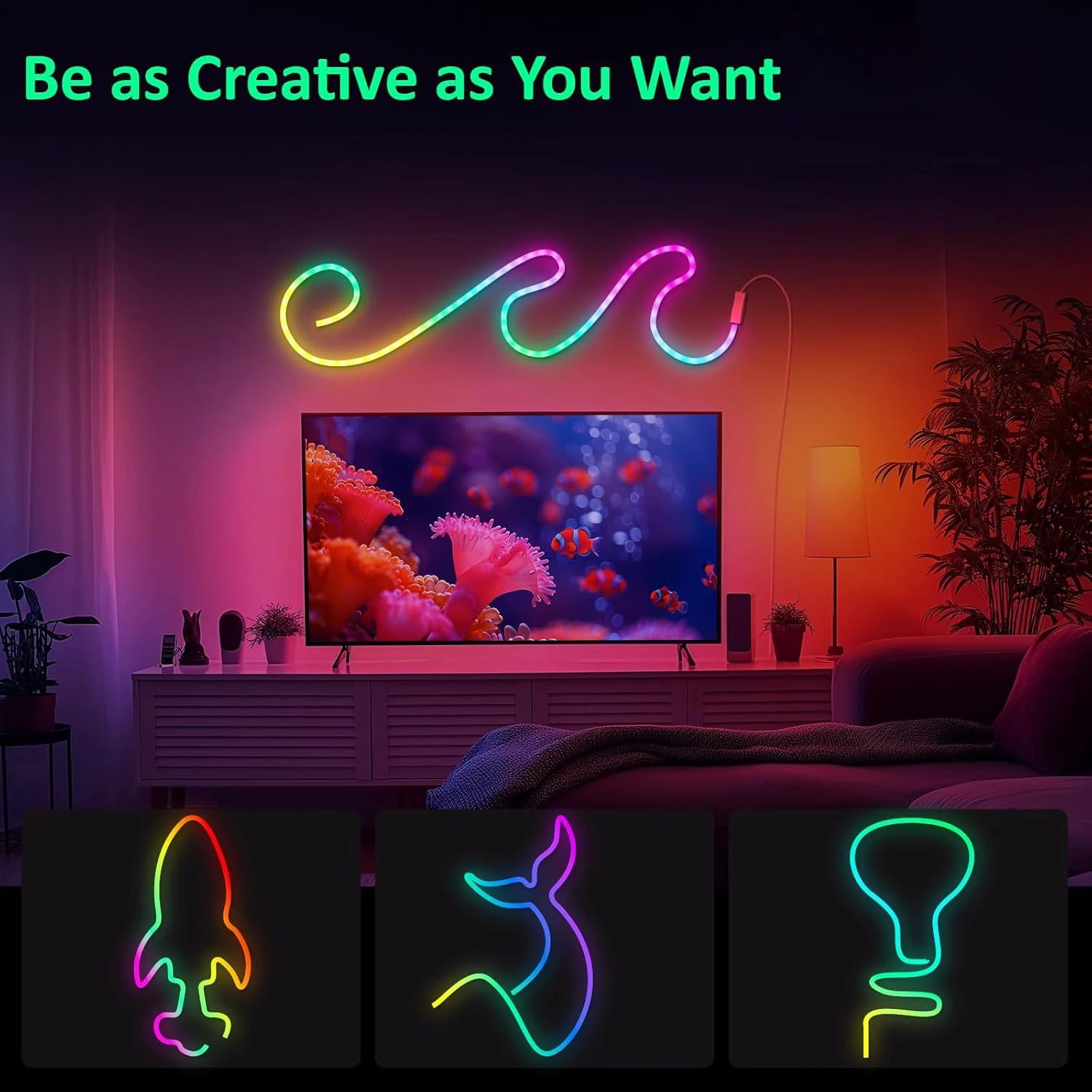 LED Rope Lights, Neon LED Lights For Bedroom Flexible LED Light Strip With Remote And APP Control RGB Lighting Strip