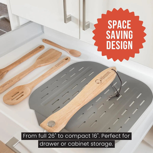 Pizza Peel with Foldable Wood Handle for Easy Storage, Aluminum, 16-Inch, Baking Homemade Pizzas