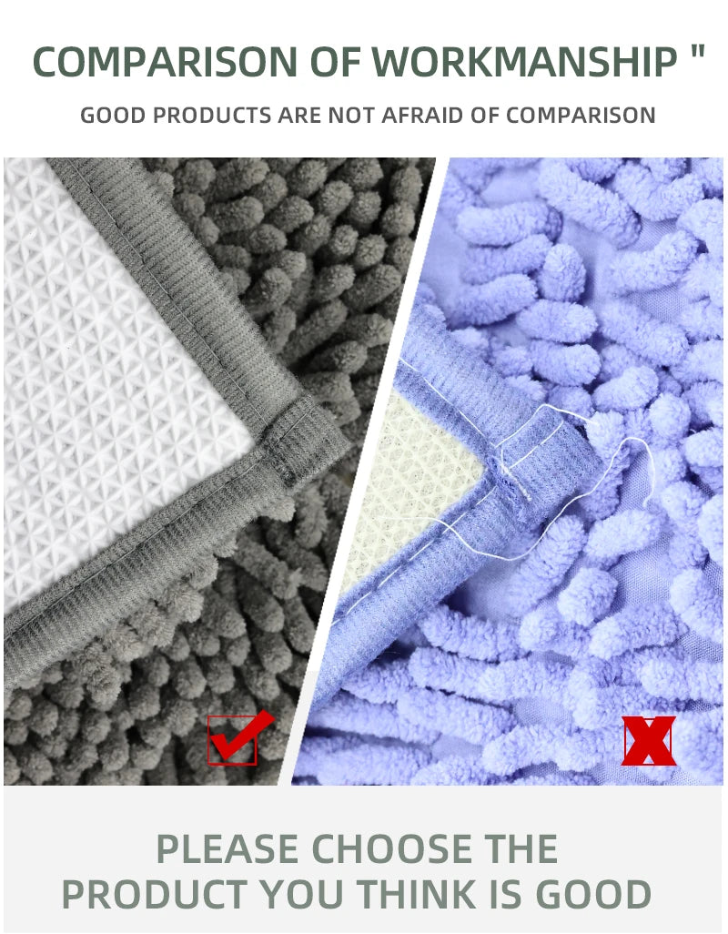 Blue Chenille Bathroom Rug – Super Absorbent, Non-Slip Shower Mat (40×60cm)