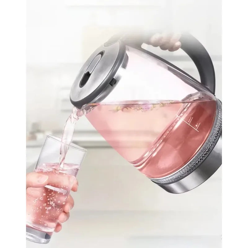 Electric Kettle- 2L Electric Glass Kettle - Borosilicate Cordless Tea Pot with Heating Base, Boiling Water Heater, LED Indicator, Auto Shut-Off