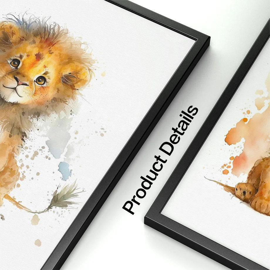 Canvas Wall Art – Adorable Jungle Animal – Elephant, Lion, Giraffe & More Wall Art for Baby or Kids' Room
