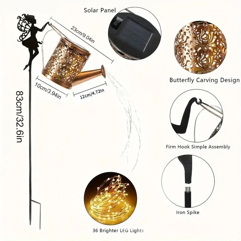 Solar Watering Can-LED Lights, Outdoor, Hanging, Waterproof, Garden Decor, Solar Garden Lights, Yard Deco