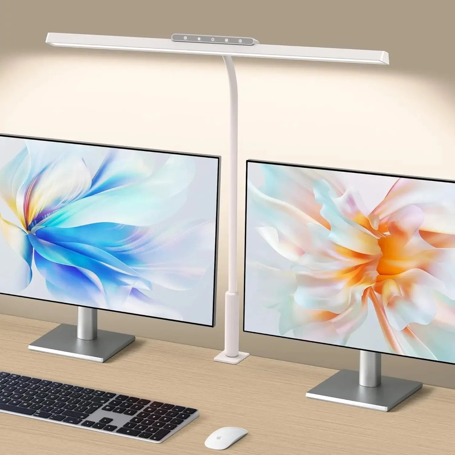 LED Desk Lamp- 3 Colors, Stepless Dimming, LED Desk Lamps, Adjustable Memory Desk Light, with Clamp Touch Control