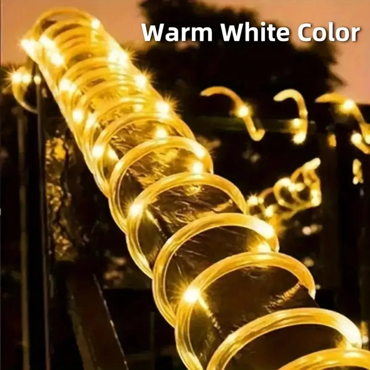 Solar-Powered LED Rope String Lights – 50/100/200 LEDs, 8 Modes, Waterproof Outdoor Decor for Garden & Walkways