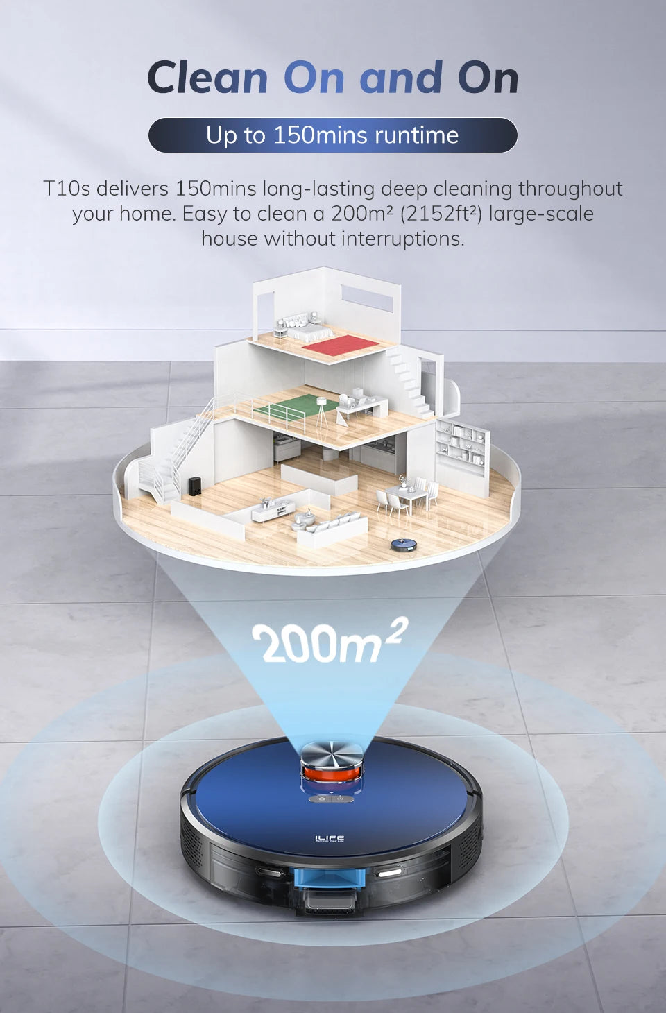 Vacuum - LDS Robot Vacuum Cleaner with ILIFE T10s – Powerful 3000Pa Suction & Remote App