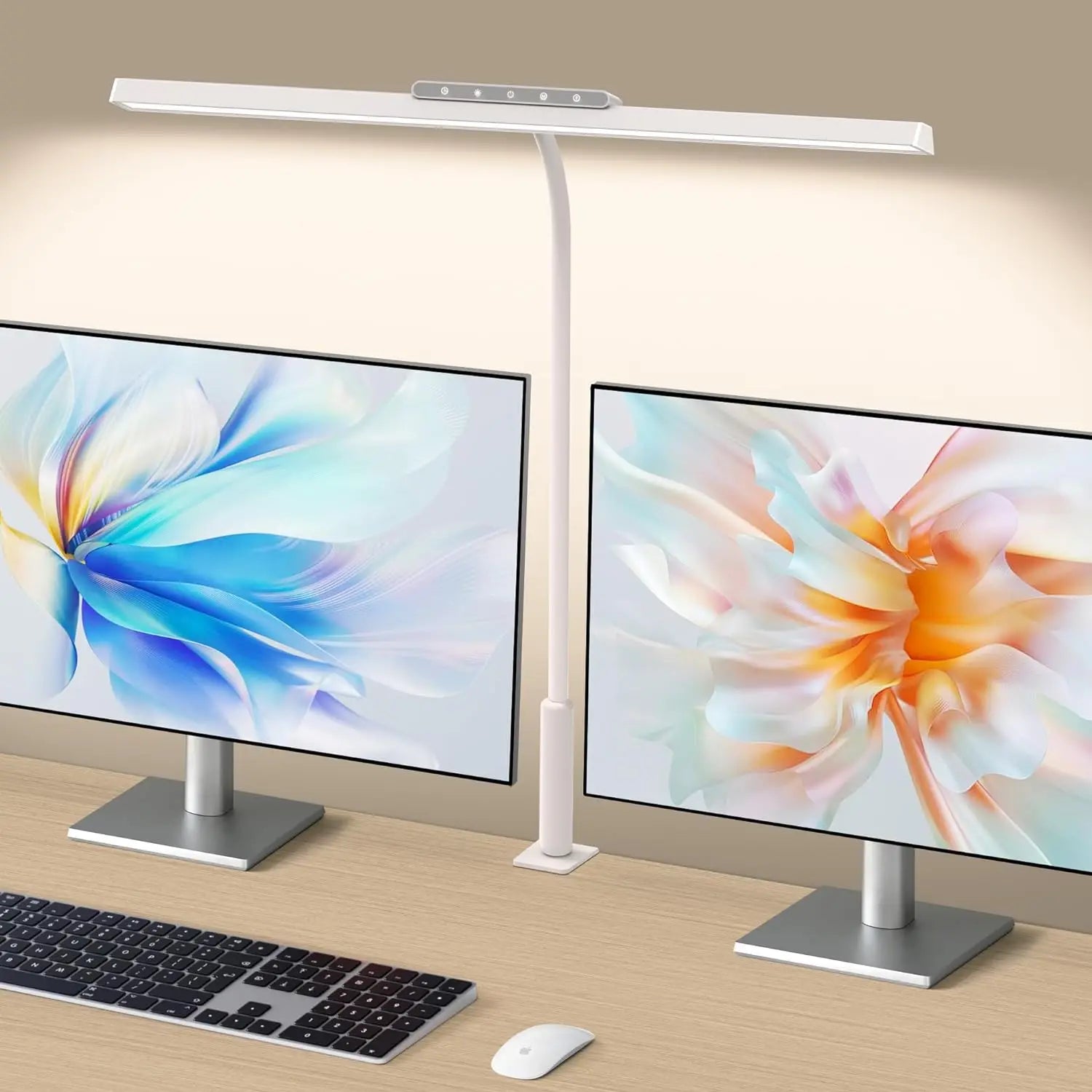 LED Desk Lamp- 3 Colors, Stepless Dimming, LED Desk Lamps, Adjustable Memory Desk Light, with Clamp Touch Control