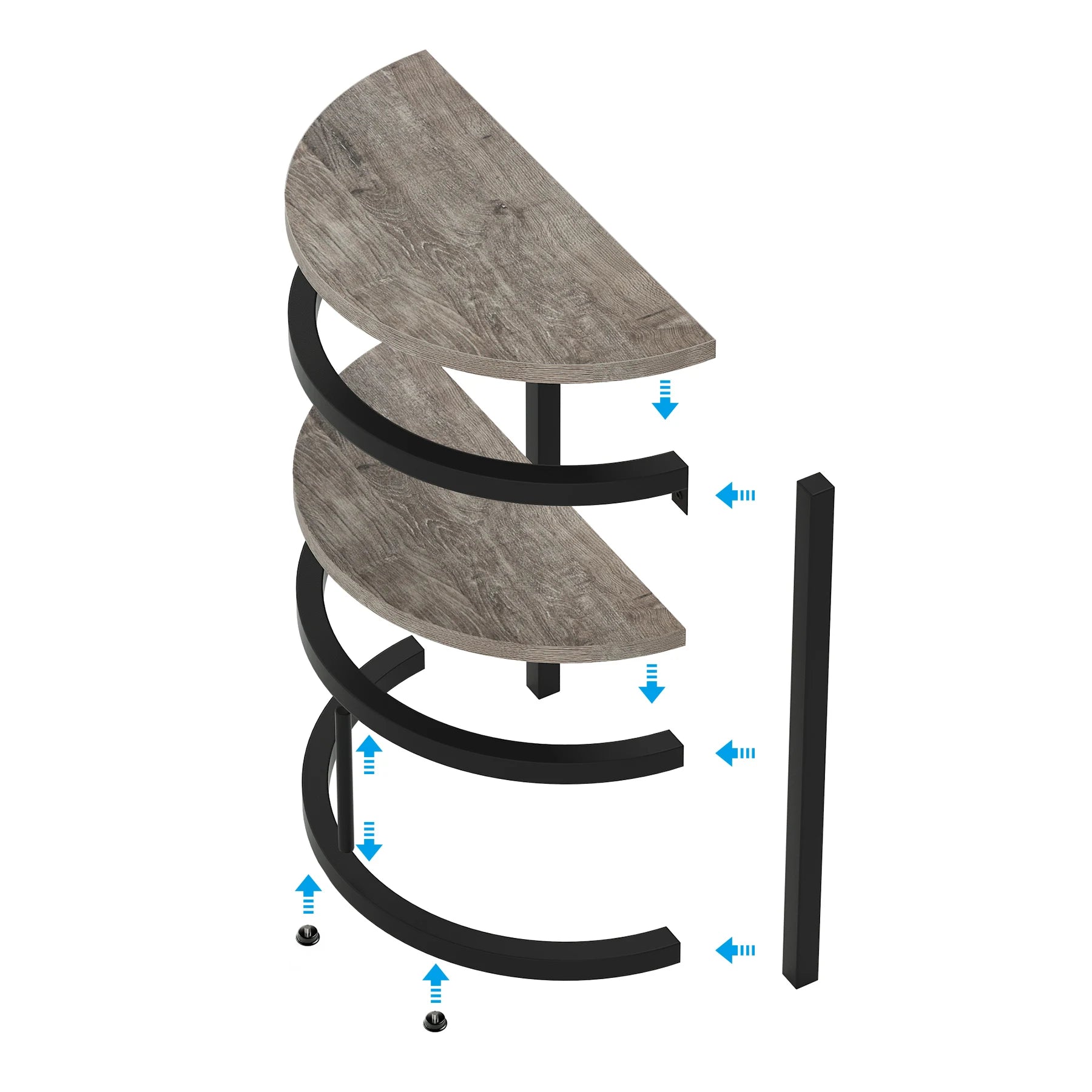End Table-Semi Circle, Small Half Round, Side Table with Storage Shelf, Accent Table, Slim C Table for Sofa Couch, Tribesigns