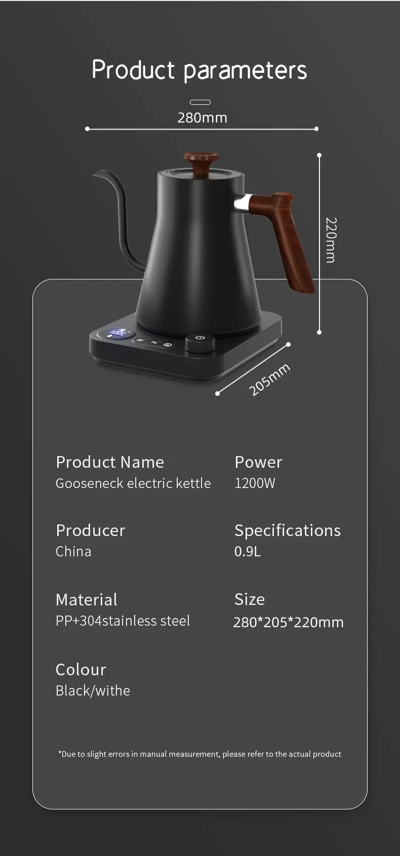 Electric Gooseneck Kettle - Intelligent 900ML – Precise Temp Control  Pot for Coffee, Tea & More