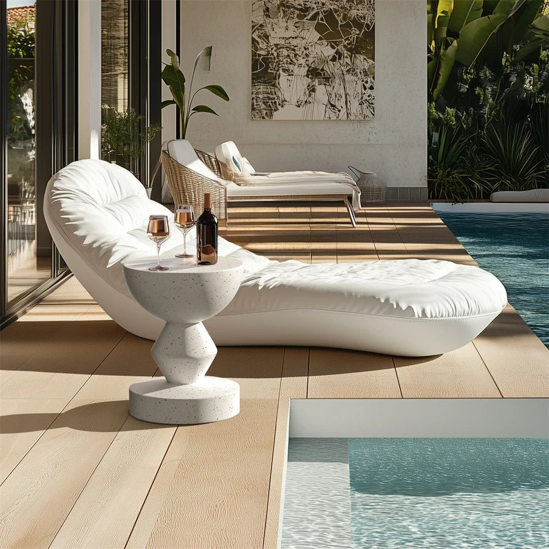 Accent Table-Modern Side Table, Indoor-Outdoor End Table, Lightweight Concrete Stool, Multiple Shapes