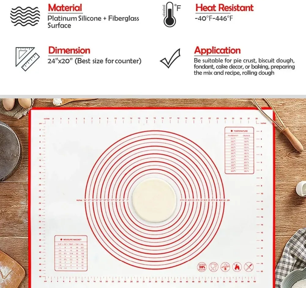 Baking Mat-Silicone Kneading Pad Dough Mat Pizza Cake Dough Maker Kitchen Cooking Grill Non-Stick Gadgets Bakeware Pastry Mat