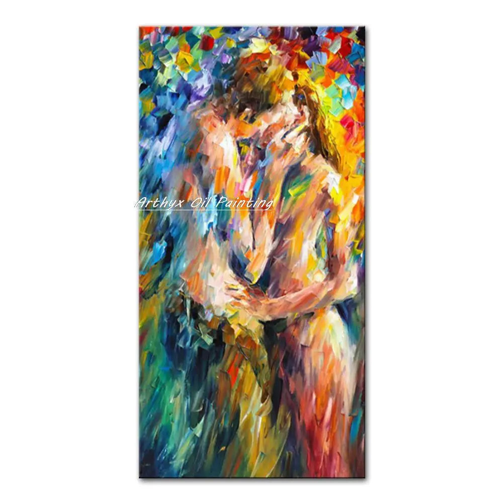Canvas Art-Hand painted, Night Knife, Oil Painting on Canvas, Modern Abstract Landscape Art Poster, Wall Pictures, Home Decor, Arthyx,Large