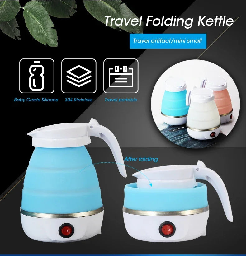 Home Kitchen: Kettle: Water Heater - 2 cups (600ml) - Foldable-Portable-Electric for Travel