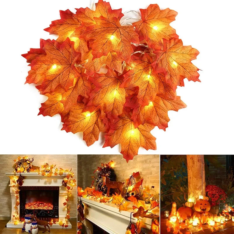 Home Decor: Lighting: LED Light String Artificial Maple Leaf Garland - 2/3/6M - Party DIY Deco