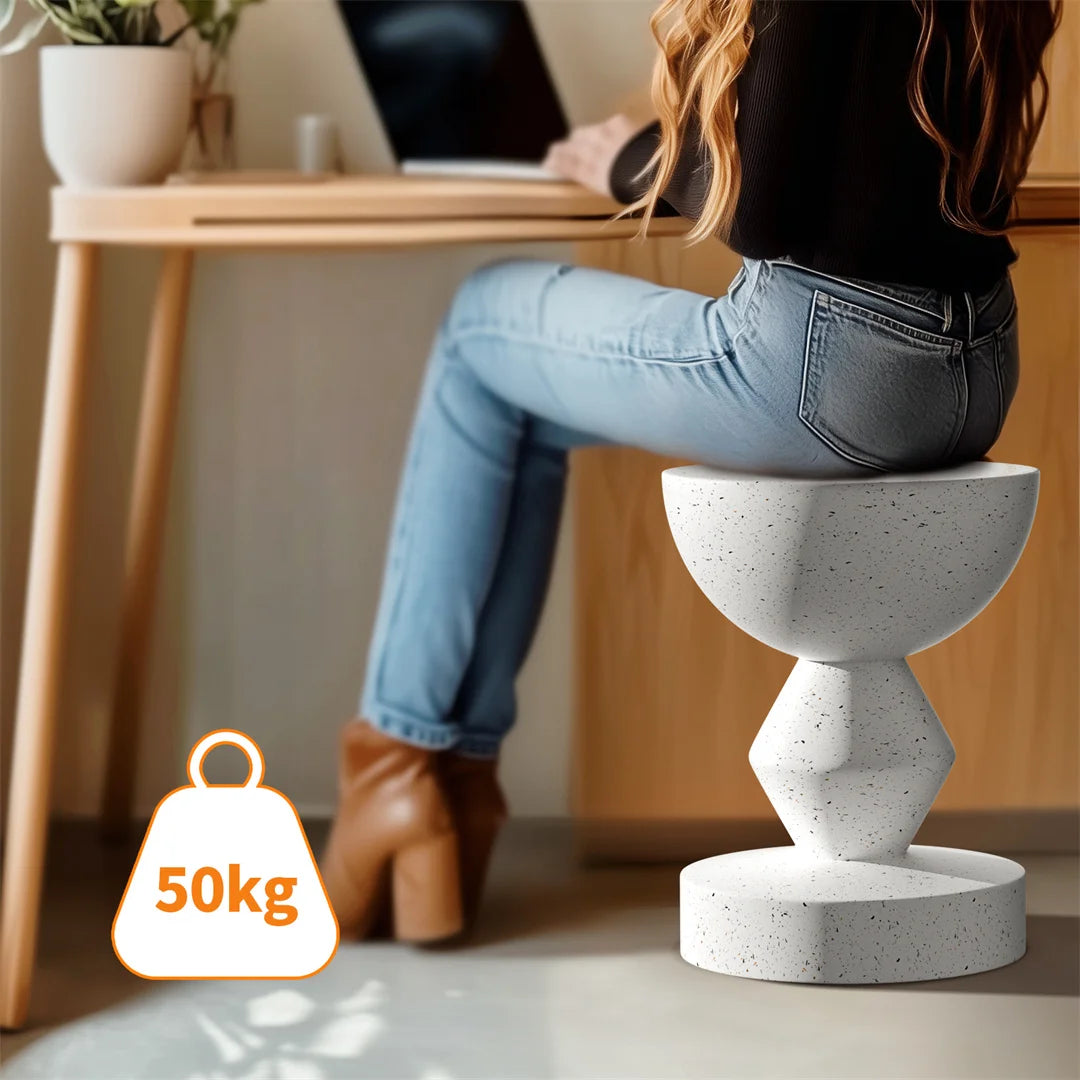 Accent Table-Modern Side Table, Indoor-Outdoor End Table, Lightweight Concrete Stool, Multiple Shapes