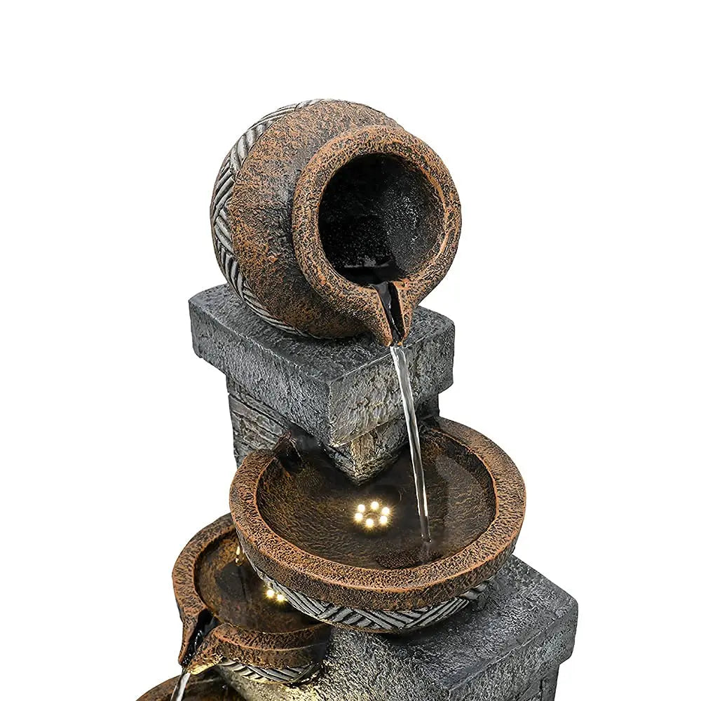 Water Fountain- 5-Tiers Indoor/Outdoor Water Fountain, 42.5 inches, Modern Floor-Standing Cascading Water Feature