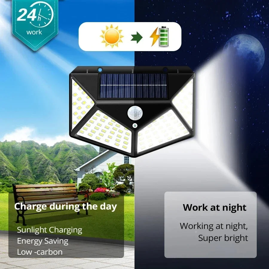 LED Solar Lights-Outdoor Waterproof External Solar Lamp Motion Sensor Garden Lights Solar Power Sunlight Yard Wall Street Light
