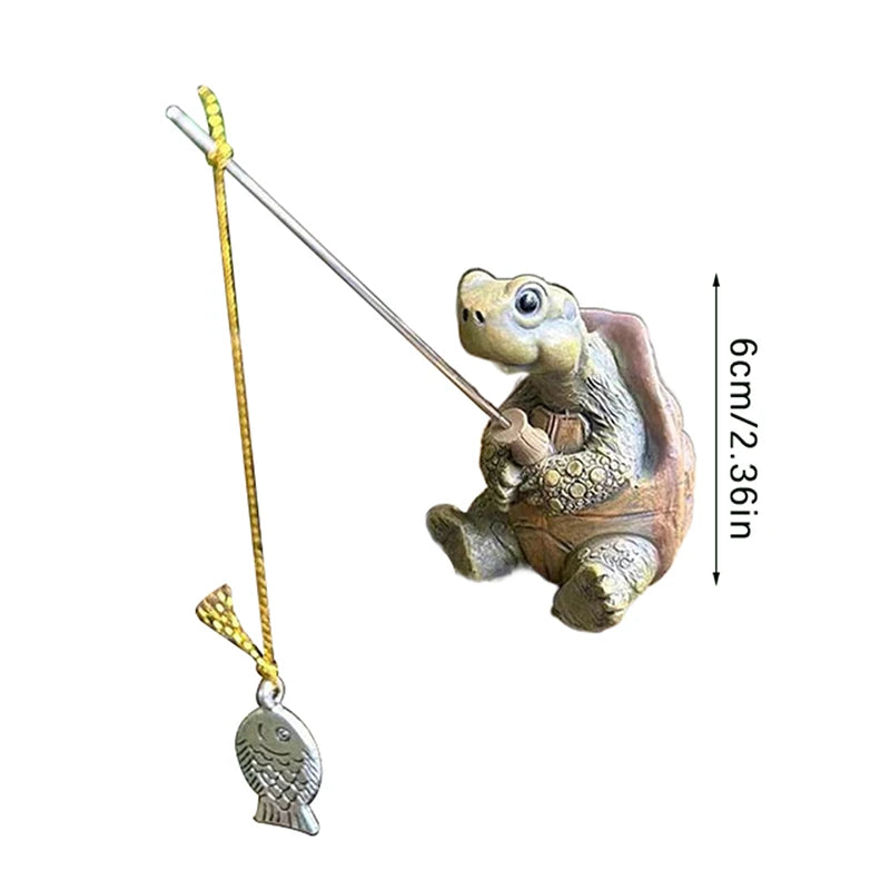 Outdoor Garden: Figurine: Rope Fishing Turtle Statue - 2.36in (6cm)