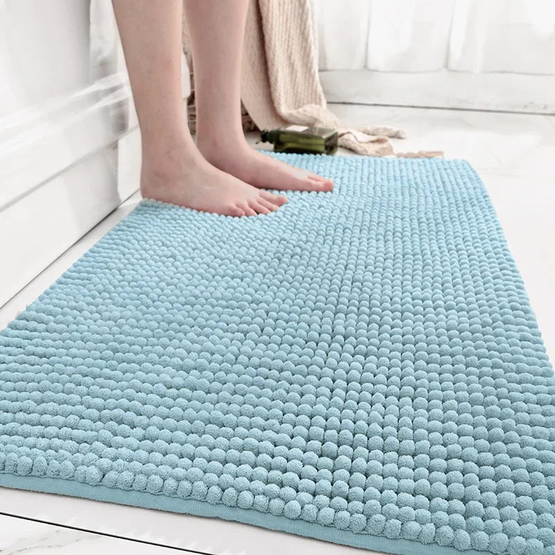 Bath Mat-Chenille, Encrypted Thickened, Short Plush, Strong Water-absorbent, Non-slip Bathroom Rug Carpet