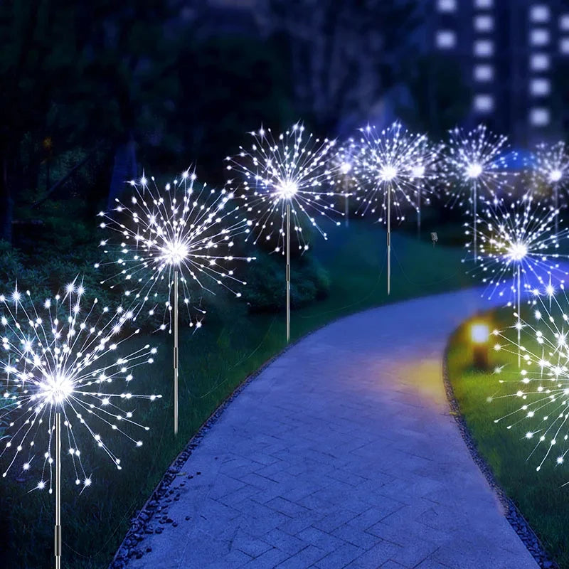 Outdoor Lighting: LED Solar Firework Lights - Garden Decoration - Fairy Lights - Waterproof Dandelion Lawn Lamp